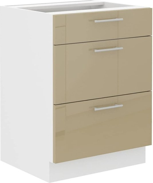 Küchenunterschrank Lara in Cappuccino Beige Hochglanz mit Soft-Close, Breite: 60 cm - Bild 1