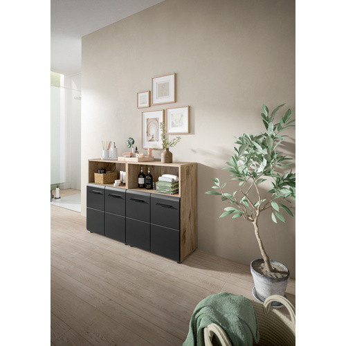 Badezimmer-Set xonox.home Ice Nox Oak Nachbildung in Schwarz Matt, 2-teilig, Breite: 120 cm, Höhe: 80 cm, Tiefe: 30 cm - Bild 2