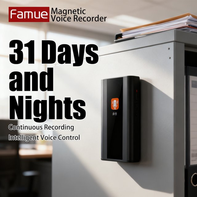 FAMUE 760H Magnetisches Diktiergerät in Schwarz mit 3500 mAh Akku, 90 dB Rauschunterdrückung und sprachaktivierter intelligenter Aufnahme - Bild 1