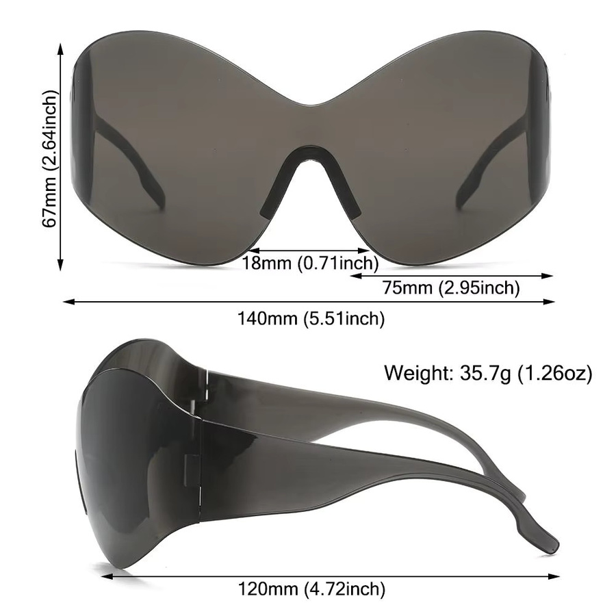 Gootrades Sonnenbrille, randlos, wrap, schwarz, Unisex, Kunststoff - Bild 3