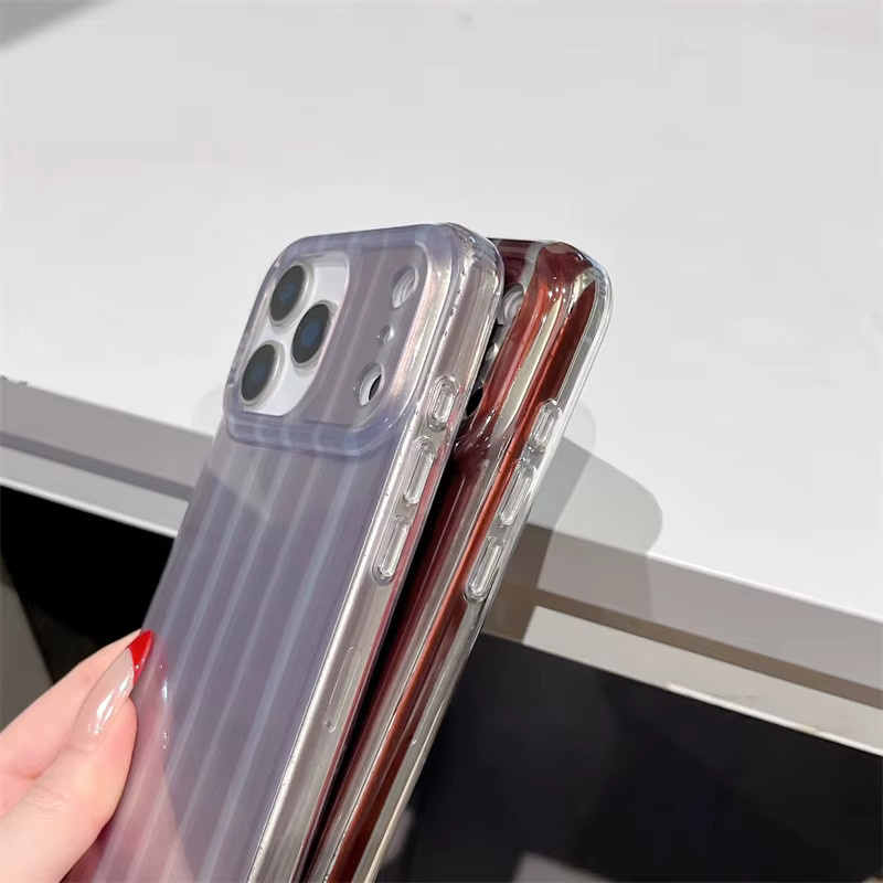 Modische Farbblock-Streifen Handyhülle aus PC für Apple iPhone 17 16 15 14 Pro Max 13 in Grau und Mehrfarbig mit Stoßschutz - Bild 3