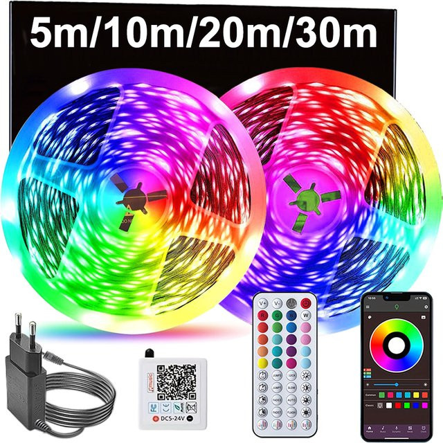 Mikenoon RGB LED-Lichtstreifen 24V mit Musik-Synchronisation und App-Steuerung, Multicolour SMD LED-Band für Schlafzimmer und Partydekoration - Bild 1