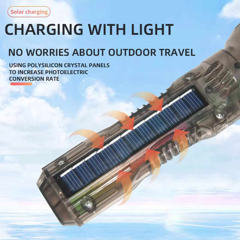 ESMARTER Tragbare transparente Taschenlampe mit Solar- und USB-Aufladung, wasserdicht mit 3 Beleuchtungsmodi für Outdoor, Abenteuer und Angeln - Bild 4