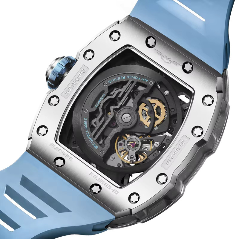 CERIEPON Armbanduhr Automatik, Tonneau, Schwarz, Silikon, Herren, 5 ATM - Bild 6
