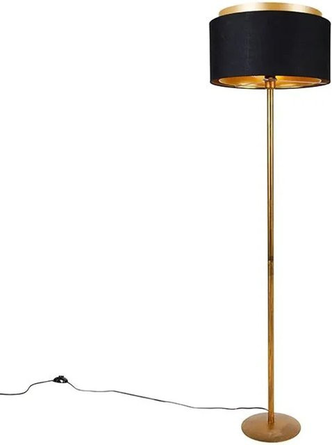 QAZQA Moderne Stehlampe Simplo in Gold und Schwarz mit Stoffschirm und dimmbarer E27 Leuchte, Höhe: 166 cm - Bild 1