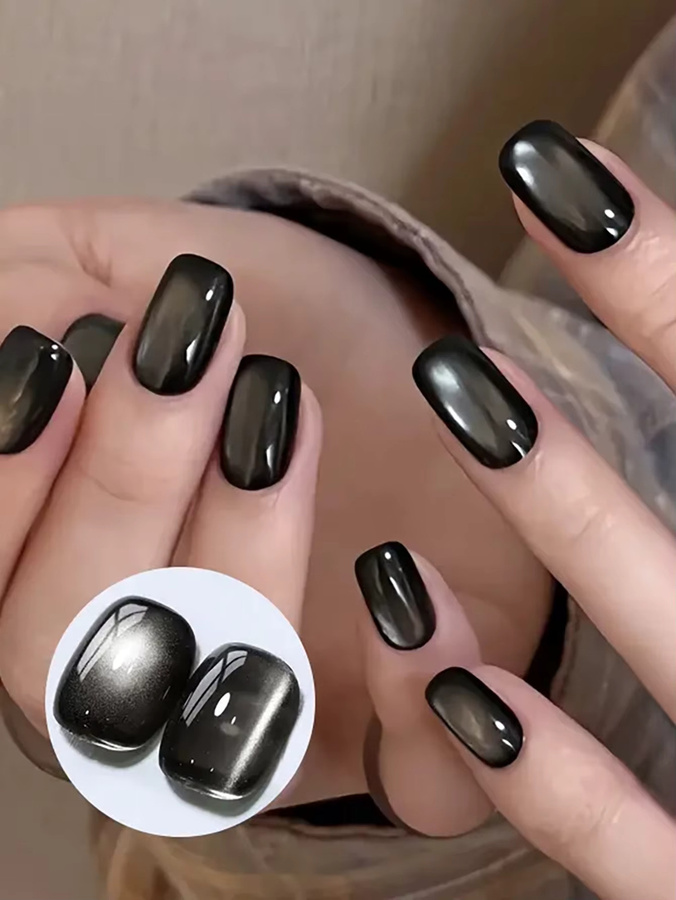 MISS SHAKA Black Crystal Cat Magnetisches Gel, Glitzer-Nagellack, Black - Bild 2