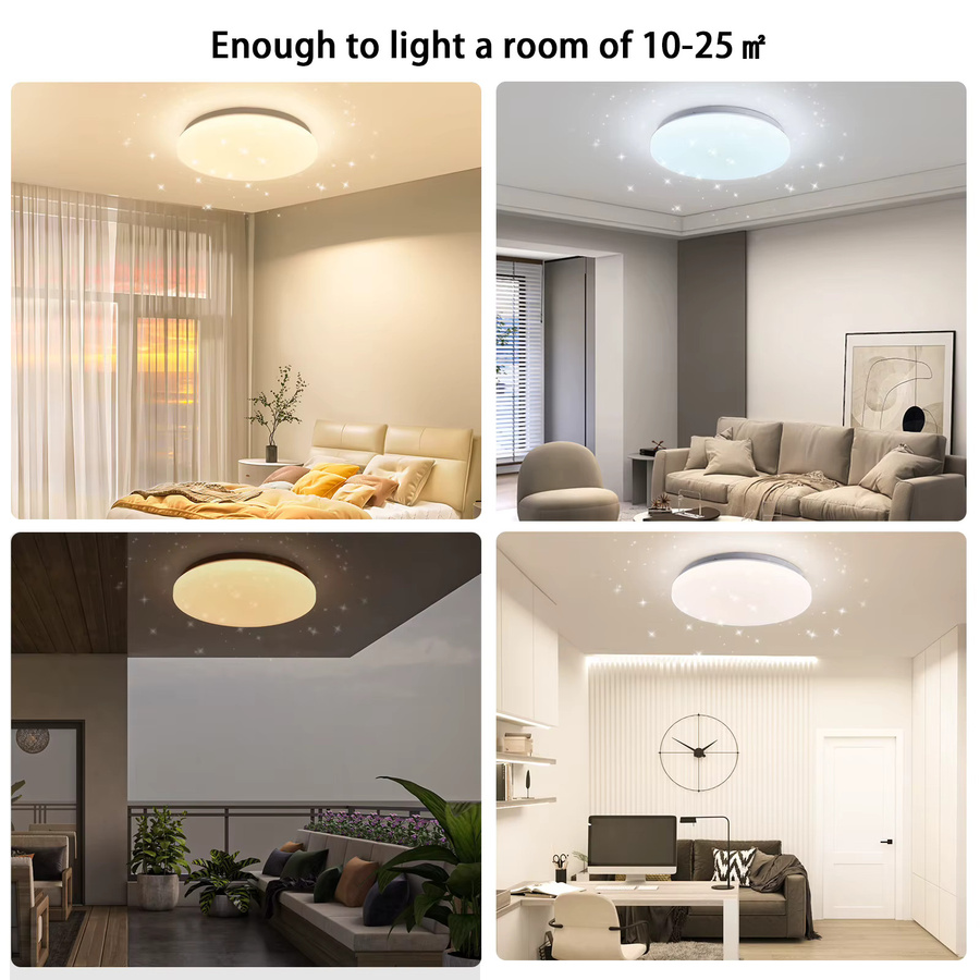 Oraymin LED-Deckenleuchte rund in Weiß, 24 W, 2400 lm, dimmbar mit Fernbedienung, Durchmesser: 28 cm - Bild 6