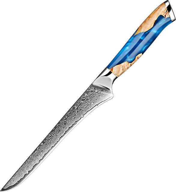 XITUO Entgratungsmesser aus 67-lagigem Damaszenerstahl mit farbigem Harzholzgriff, 15,24 cm Boning Knife für Fisch und Fleisch - Bild 1