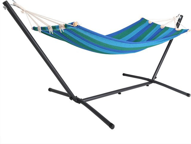 DETEX Hängematte mit Metallgestell in Blau-Bunt, Breite: 200 cm, Breite: 80 cm - Bild 1