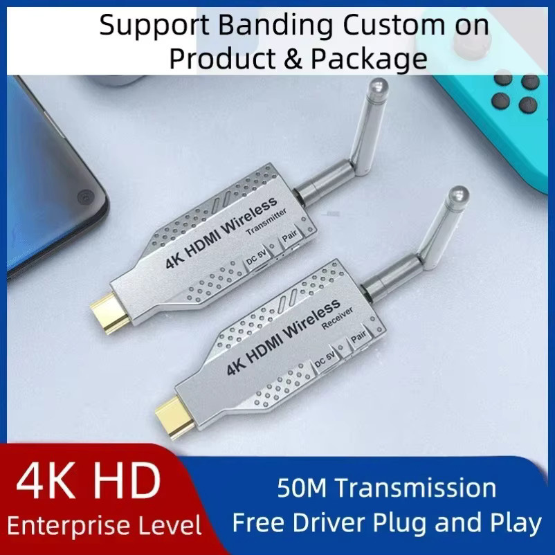 VIKEFON Kabelloser HDMI Sender und Empfänger Set in Silber für 4K UHD Video-Übertragung bis 150m mit Plug & Play für PC, Laptop, TV-Box, Monitor und Projektor - Bild 2
