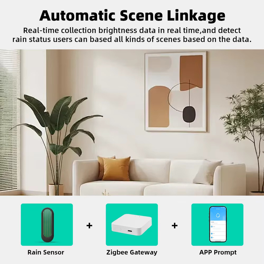 Tuya Zigbee Regensensor IP65 wasserdichter Regenerkennung und Wasserlecksensor mit Echtzeit-APP-Überwachung in Weiß oder Schwarz - Bild 2