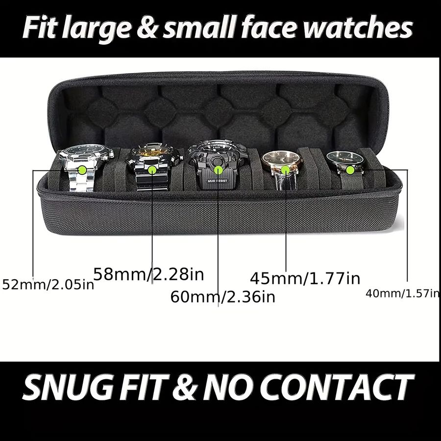 JBAILI Uhrenbox-Organizer für Männer und Frauen, tragbare Uhren-Reisetasche für Armbanduhren und Smartwatches in Schwarz - Bild 4