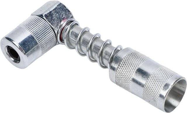 Koogeelife 90-Grad-Fettkupplungsadapter aus Edelstahl in Silber als rechtwinkliges Fitting für Hochdruckdüsenspitzen und manuelles Schmierwerkzeug - Bild 1