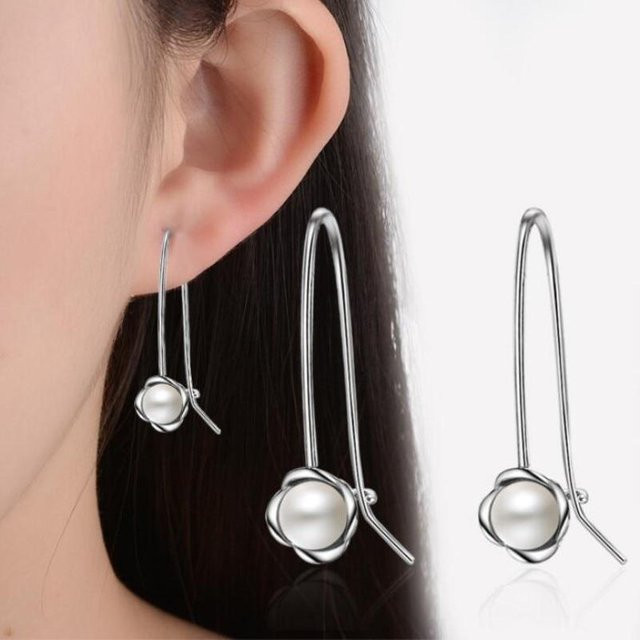 Hängeohrringe 925 Silber, Perle, Damen - Bild 1