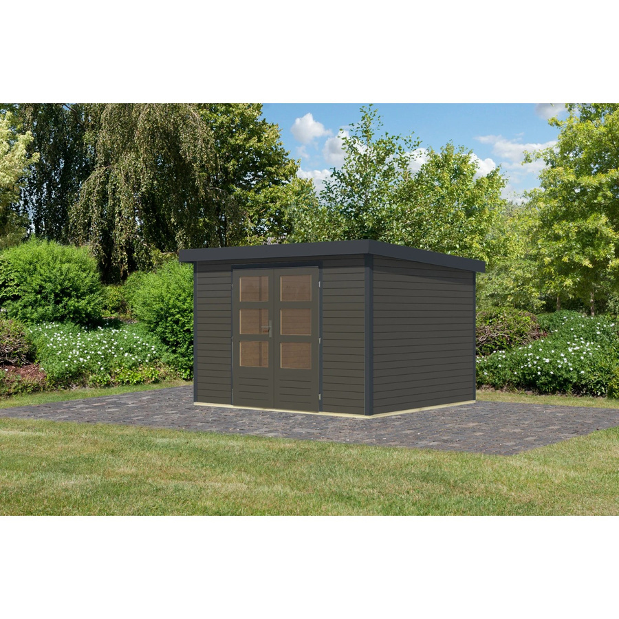 Karibu Gartenhaus Diego 5 B in Terragrau/Anthrazit mit modernem Metall-Holz-Design, B/T/H: 298 x 209 x 242 cm - Bild 2