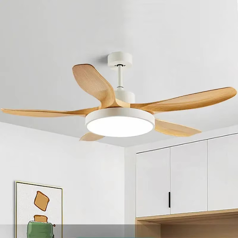 HomeLover Vintage LED Deckenventilator aus Holz mit Fernbedienung in Weiß - Bild 1