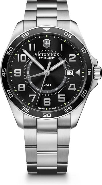 Victorinox Armbanduhr Fieldforce Classic GMT, Quarz, Edelstahl, Schwarz, Unisex - Bild 1