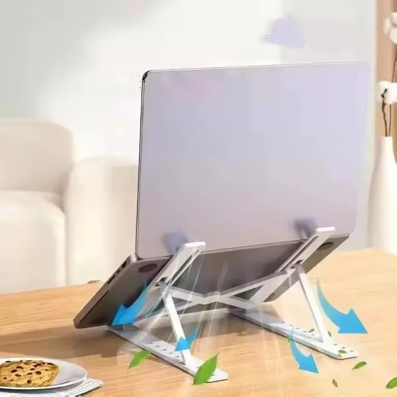 Faltbarer und höhenverstellbarer Laptop-Ständer in Weiß für 10-17 Zoll mit ergonomischem Design und verbesserter Kühlung - Bild 2
