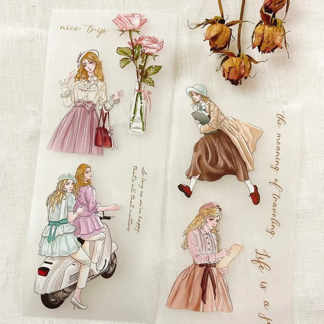 Washi Tape mit Vintage-Herz- und Schleifenmotiv in Multicolour für Scrapbooking und DIY-Planer - Bild 1
