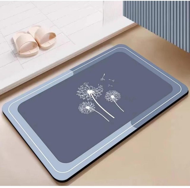 Saugfähige Badematte aus Diatomeenerde von Yiran Furniture mit Bären-Motiv, blau, B/B: 40 x 60 cm - Bild 1