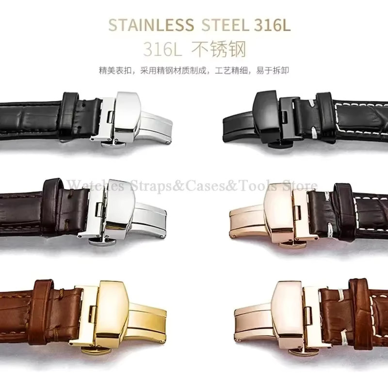 Langley Uhrenarmband Leder, Edelstahl, Unisex - Bild 2