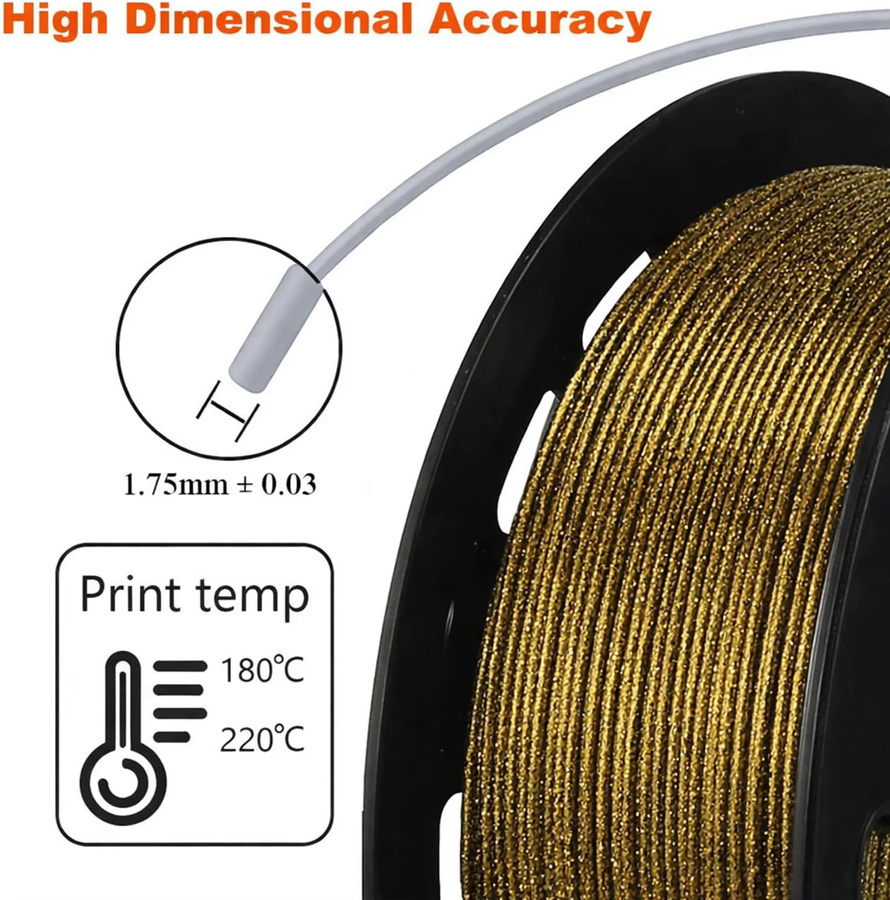 Filajoy3D Galaxy Glitter PLA Filament 1,75mm Schwarz mit Gold Glitter, 250g - Bild 2