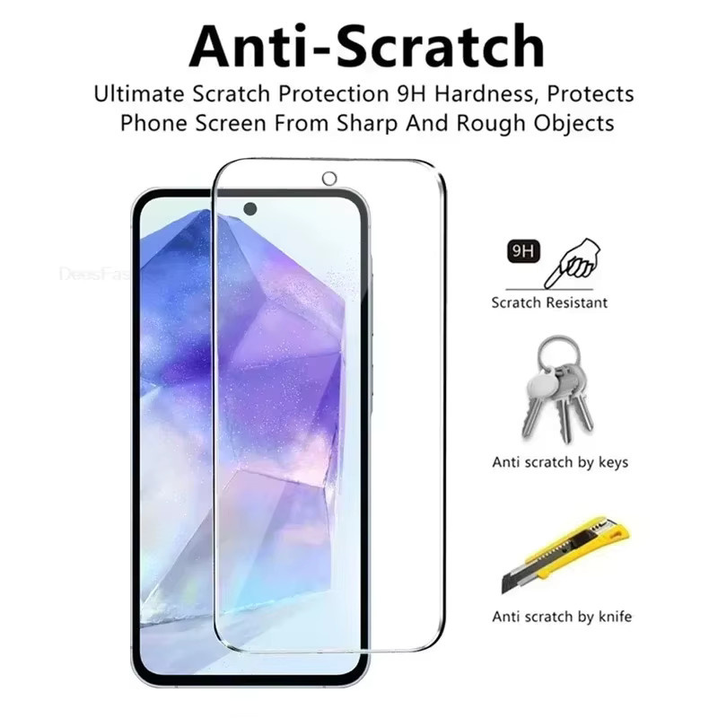 Displayschutzfolie aus gehärtetem Glas für Samsung Galaxy A56 A55 A54 5G A36 A26 A16 A06 A35 A34 A14 A15 A17 A07 S24 S23 S25 FE, transparent - Bild 4