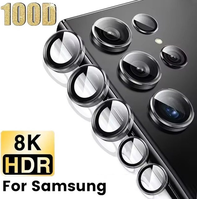 Kamera Objektiv Schutz für Samsung Galaxy S24 S23 Ultra S24 Plus S23 FE aus gehärtetem Glas mit Metallring in Grau - Bild 1