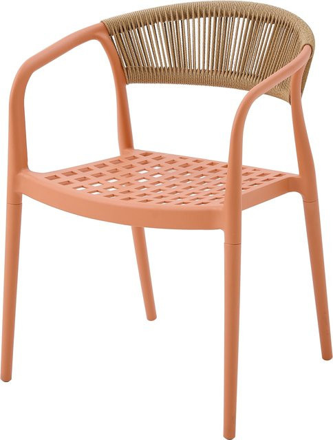 Casa Pura Gartenstuhl Solaro in Orange mit handgeflochtener Seil-Rückenlehne und UV-beständigem PP - Bild 1