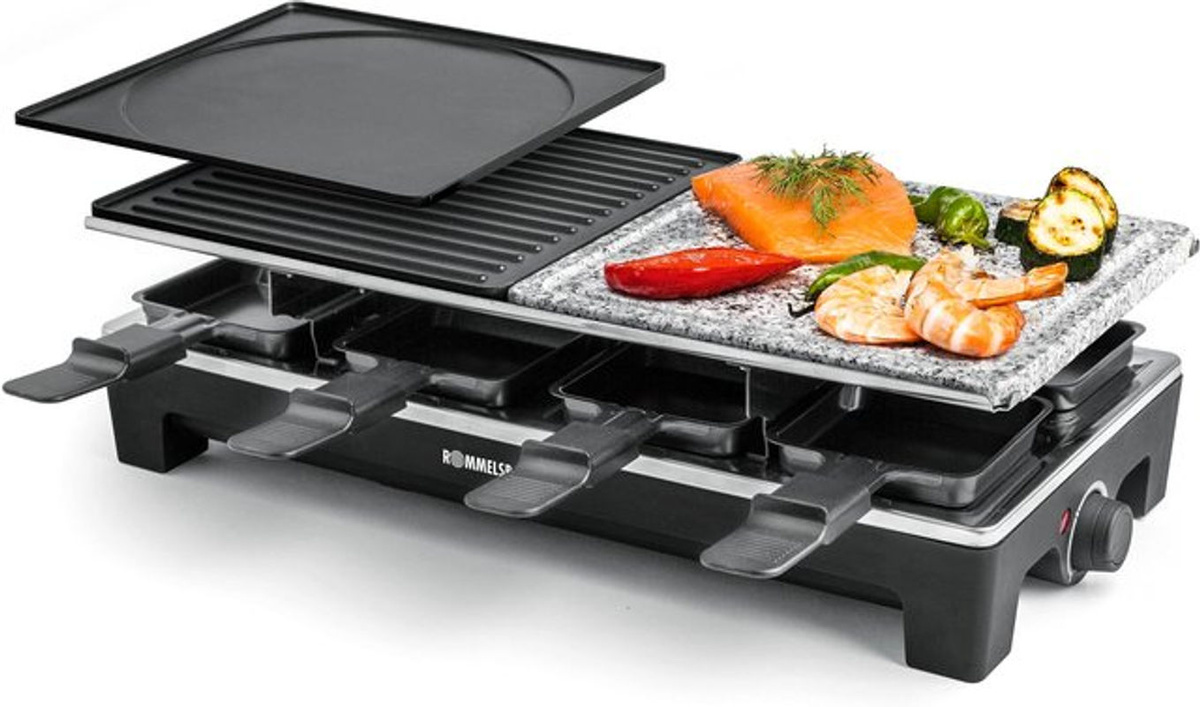 Rommelsbacher Raclettegrill RCS 1350 in Schwarz/Edelstahl mit Reversibler Grillplatte - Bild 2