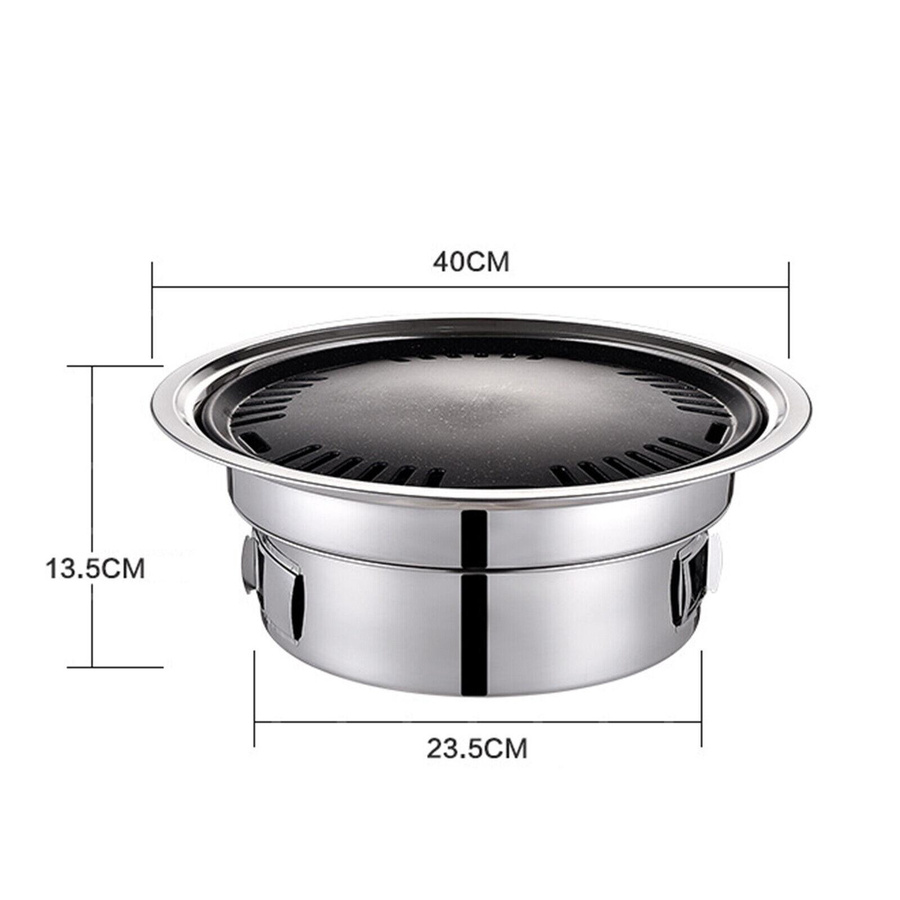 Bymaocar Tragbarer BBQ-Grill im Koreanischen Stil für Camping und Outdoor, Silber, B/T/H: 40 x 23,5 x 13,5 cm - Bild 2