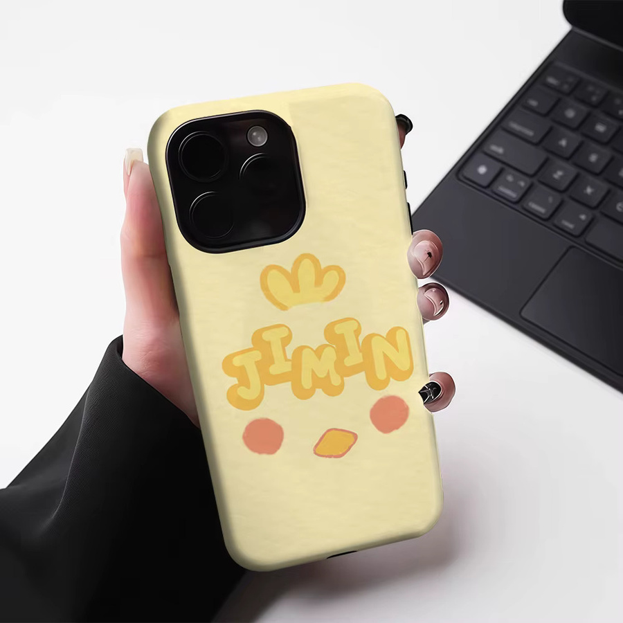 Jimin Cheer Handyhülle für iPhone 17 16 15 14 13 Pro Max Plus in Gelb mit magnetischem Schutz und robuster Doppel-Schicht-Konstruktion - Bild 3