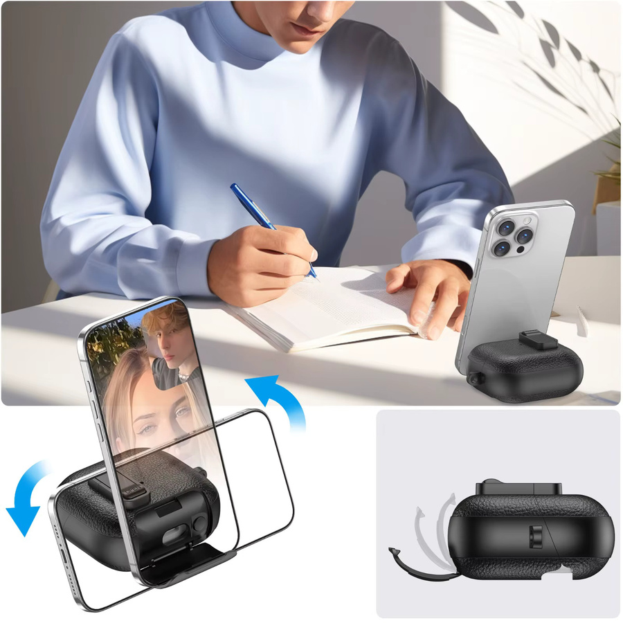 Samsung Kabellose Bluetooth-Kopfhörer-Hülle für Galaxy Buds 3 Pro, Buds 3 FE oder Buds 3 mit Handyhalterung, Schwarz - Bild 1