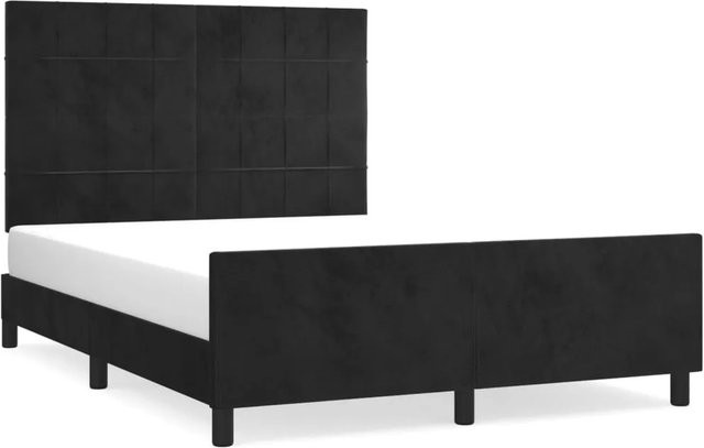 vidaXL Bettgestell aus Samt in Schwarz mit Massivholz-Elementen B/T/H: 140 x 190 x 128 cm - Bild 1