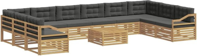 vidaXL Sofagarnitur aus Massivholz Akazie mit Latten-Design und Armlehnen in Anthrazit, Weiß oder Grau - Bild 1