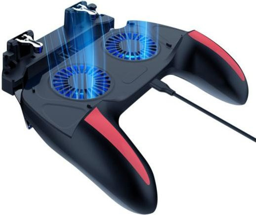 Manjianjing H10 4-Finger Dual Cooling Gamecontroller mit Joystick und Kabel für dein Smartphone, Grau - Bild 1