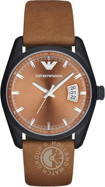 Emporio Armani Chronograph, braunes Leder, Quarzwerk, Herren - Bild 1