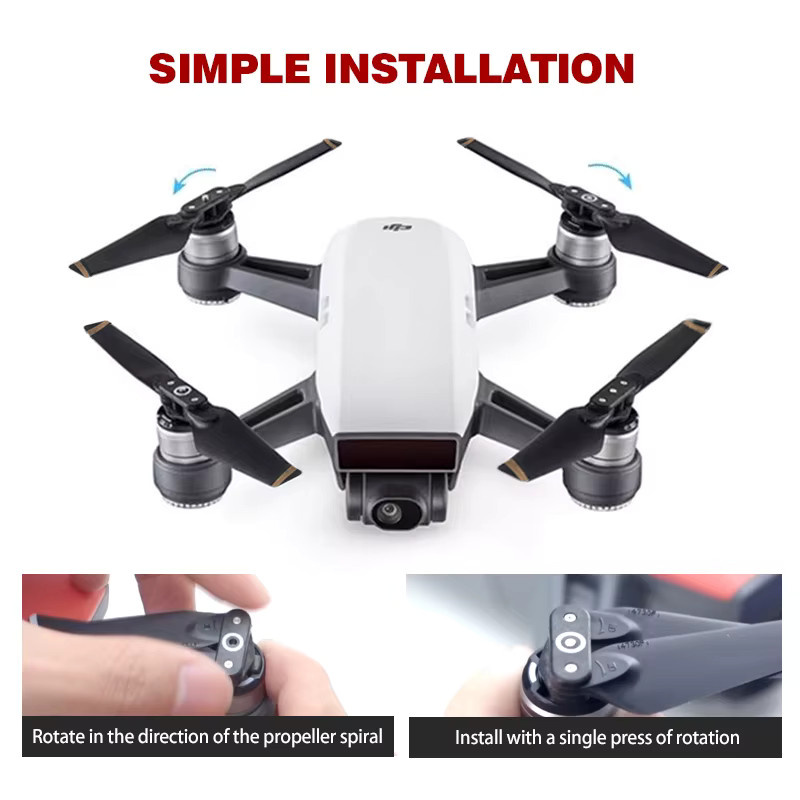 DJI Spark Drone Klapppropeller 4730F Schnellspanner Carbonblätter in Schwarz und Gold - Bild 3