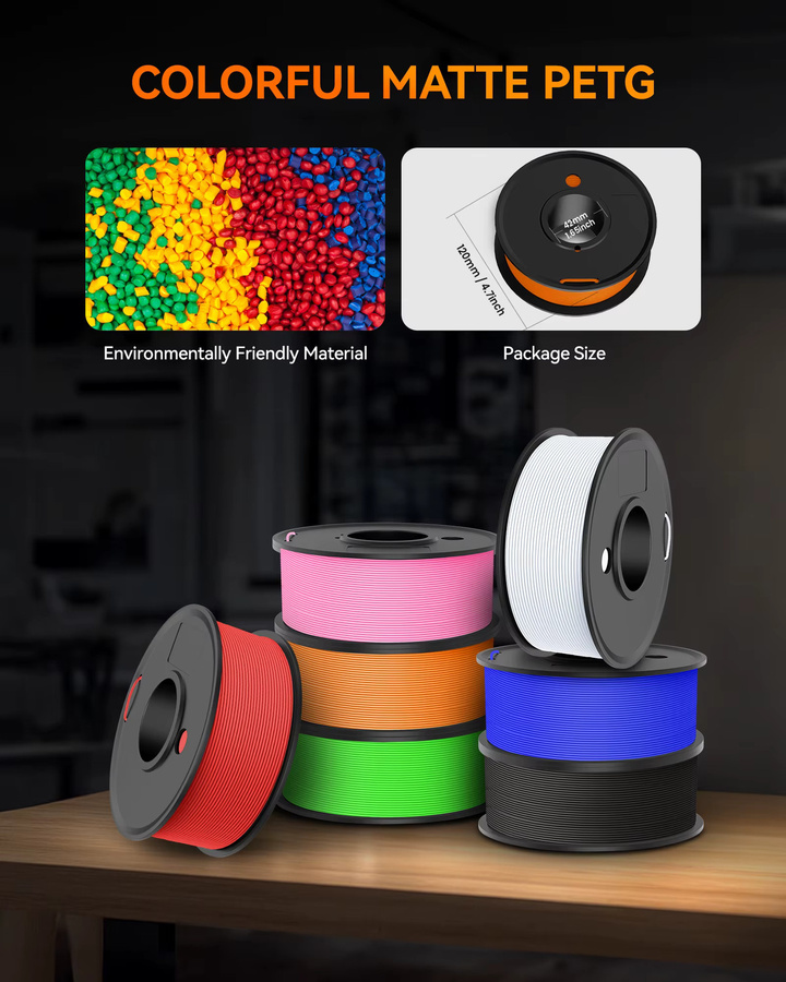 JAYO HSMPETG 3D-Drucker-Filament 20 Rollen, Hochgeschwindigkeits-Matt-PETG, 1,75 mm, Multicolour, für FDM 3D-Drucker - Bild 2