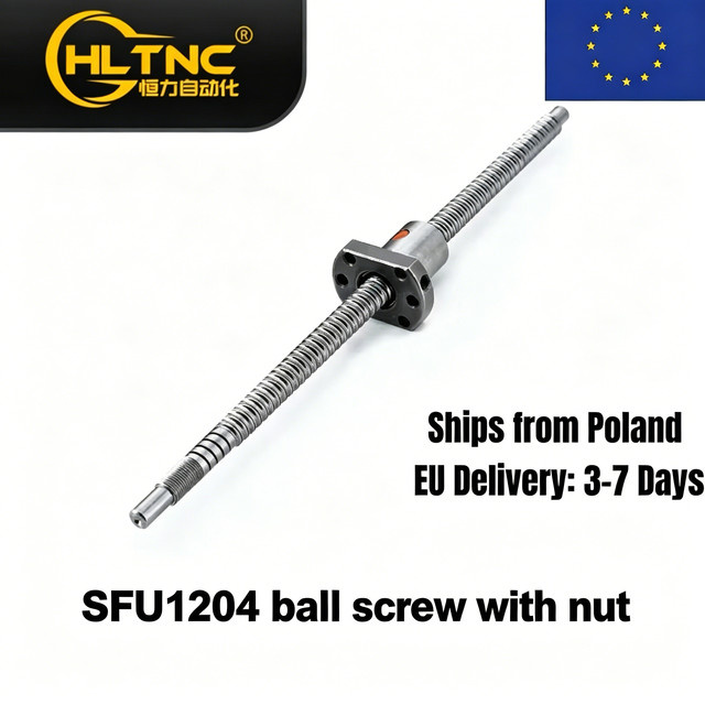 HLTNC Kugelumlaufspindel-Kit SFU1204 in Silber mit Mutter, Gesamtlänge: 300 mm, Steigung: 4 mm, Schaft: 8 mm - Bild 1