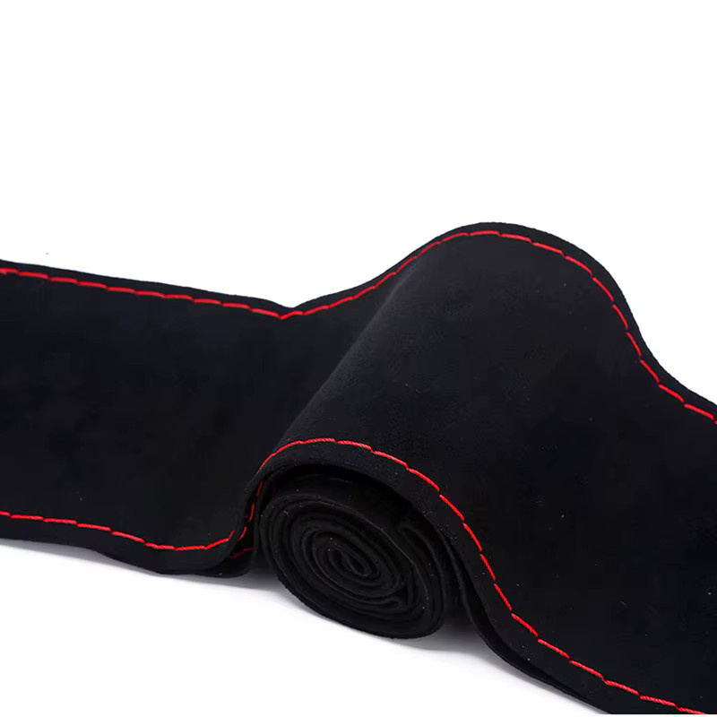 CHIZIYO Lenkradabdeckung aus Wildleder und Pelz in Schwarz, Durchmesser: 38 cm - Bild 2