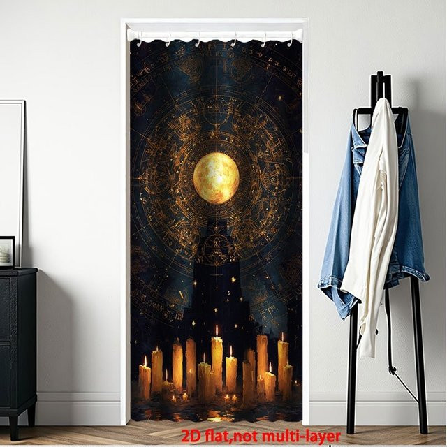 VIKAMA Tarot-inspirierter Türvorhang im gotischen Stil mit Mond-Design für Schlafzimmer und Wohnzimmer - Bild 1