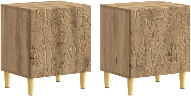 vidaXL Nachttisch Set 2 Stück Artisan-Eiche modern braun B/T/H: 43 x 34,5 x 50 cm - Bild 1