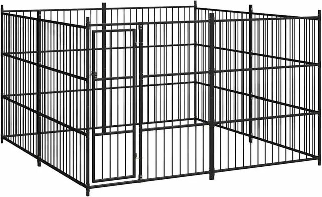 vidaXL Outdoor-Hundezwinger aus Stahl in Schwarz, B/T/H: 300 x 300 x 185 cm - Bild 1