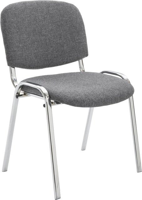 CLP Konferenzstuhl KEN CHROM Stapelstuhl mit Stoffbezug und Metallgestell in Grau - Bild 1