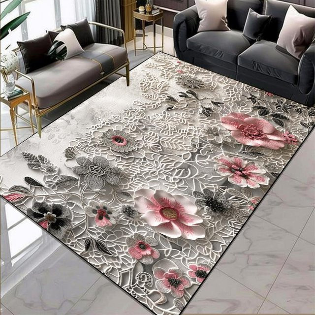 Karpetti Teppich im europäischen Stil mit Blumenmuster, mehrfarbig, B/T: 140 x 200 cm - Bild 1