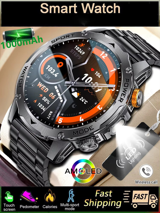 LIGE Smartwatch, Edelstahl, Schwarz, Herren - Bild 7
