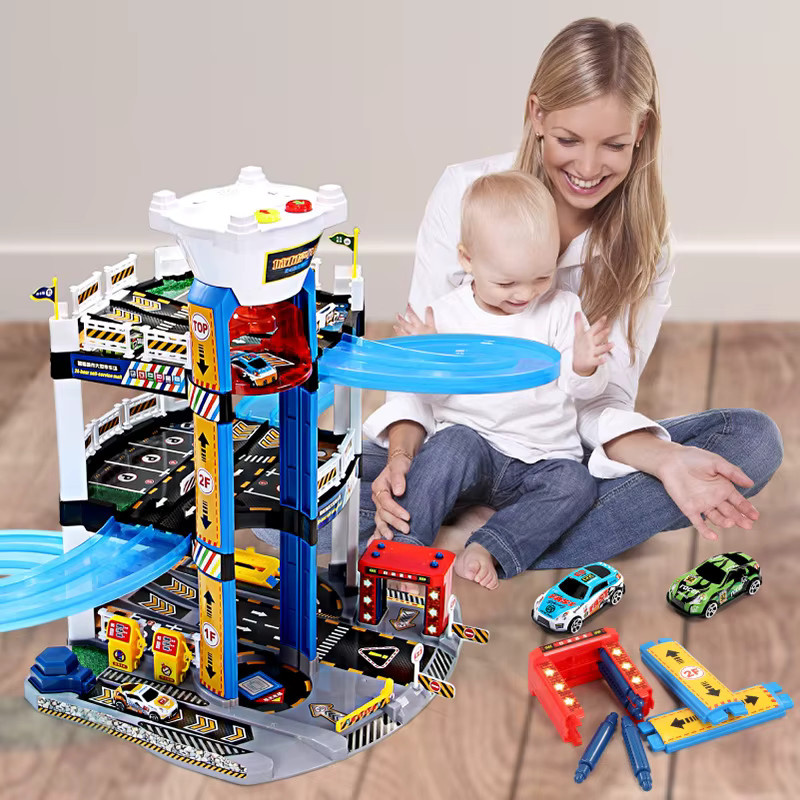 Kmoist Elektrisches Parkhaus Spielzeug Set mit Rennstrecke und motorisiertem Lift in Mehrfarbig - Bild 2