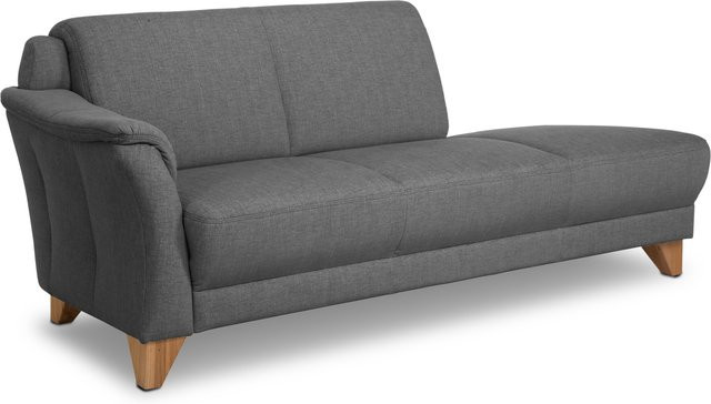 Recamiere Mondo Quadra in Anthrazit und Grau mit L-Form und Eichenholz-Elementen, B/T/H: 205 x 86 x 56 cm - Bild 1