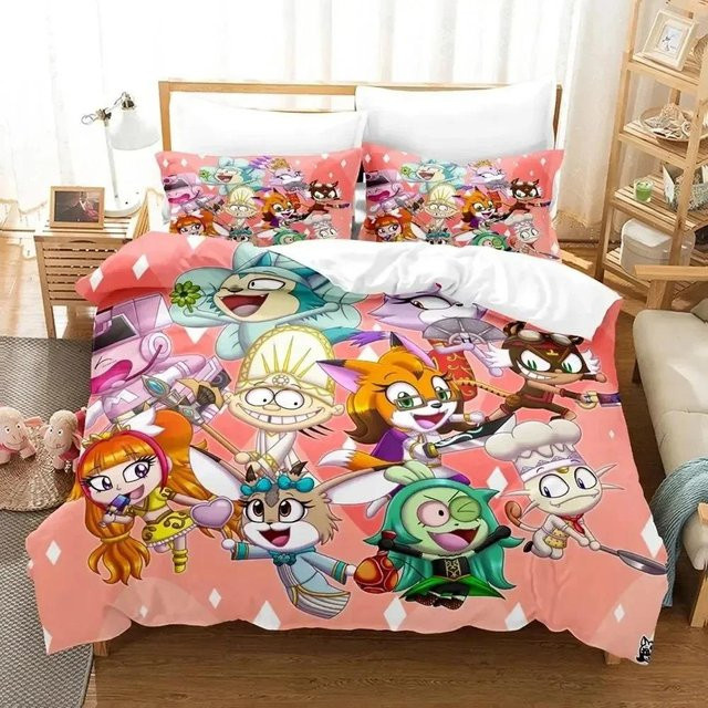 Miitopia Bettwäsche-Set aus Mikrofaser in Pink mit Bettbezug und Kissenbezug, B/H: 200 x 230 cm - Bild 1